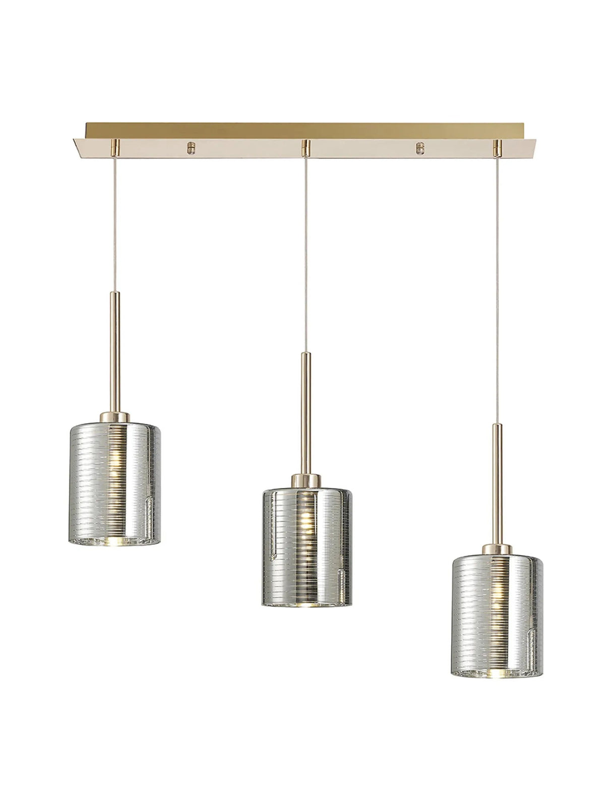 Lathen Linear Pendant 2m, 3 x G9, French Gold/Chrome Lined Type B Shade