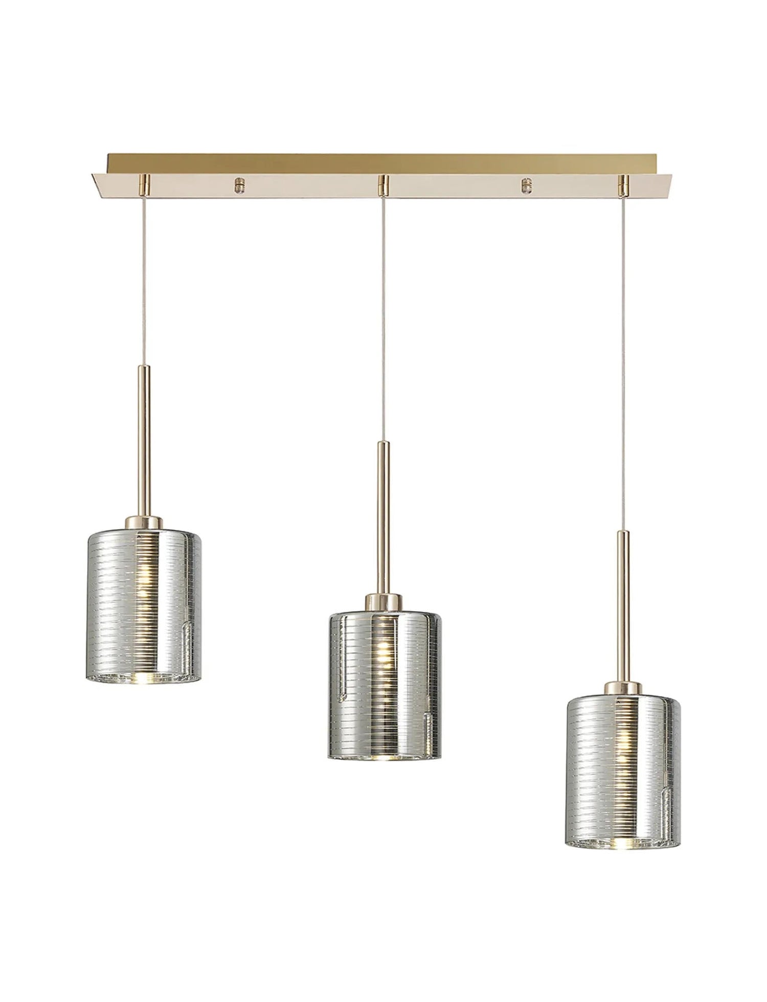 Lathen Linear Pendant 2m, 3 x G9, French Gold/Chrome Lined Type B Shade