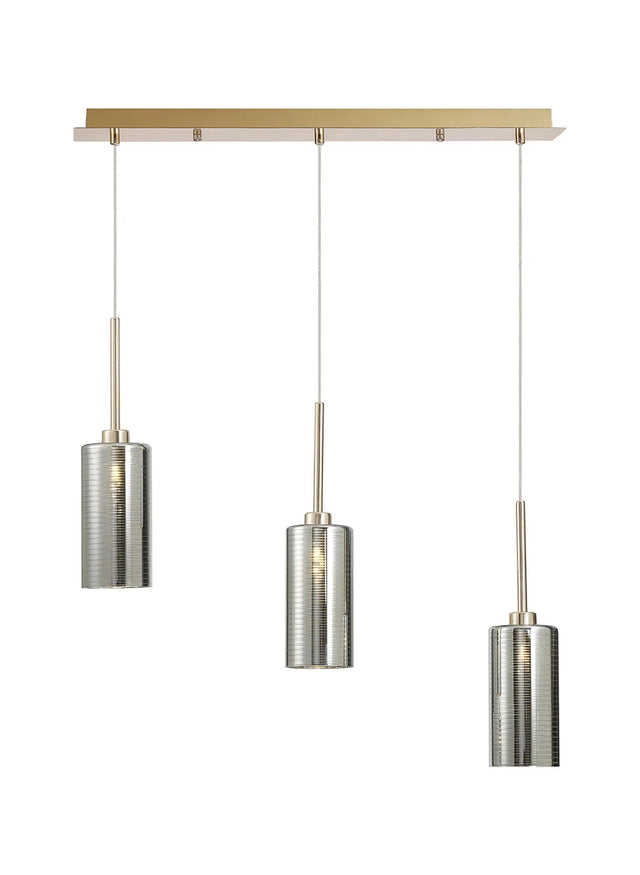 Lathen Linear Pendant 2m, 3 x G9, French Gold/Chrome Type A Shade