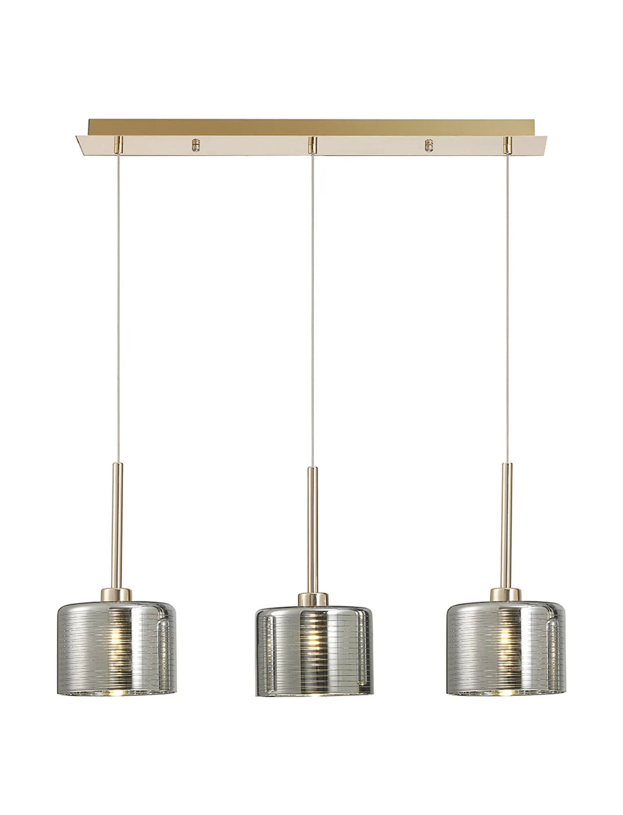 Lathen Linear Pendant 2m, 3 x G9, French Gold/Chrome Type C Shade