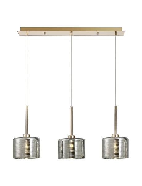 Lathen Linear Pendant 2m, 3 x G9, French Gold/Chrome Type C Shade