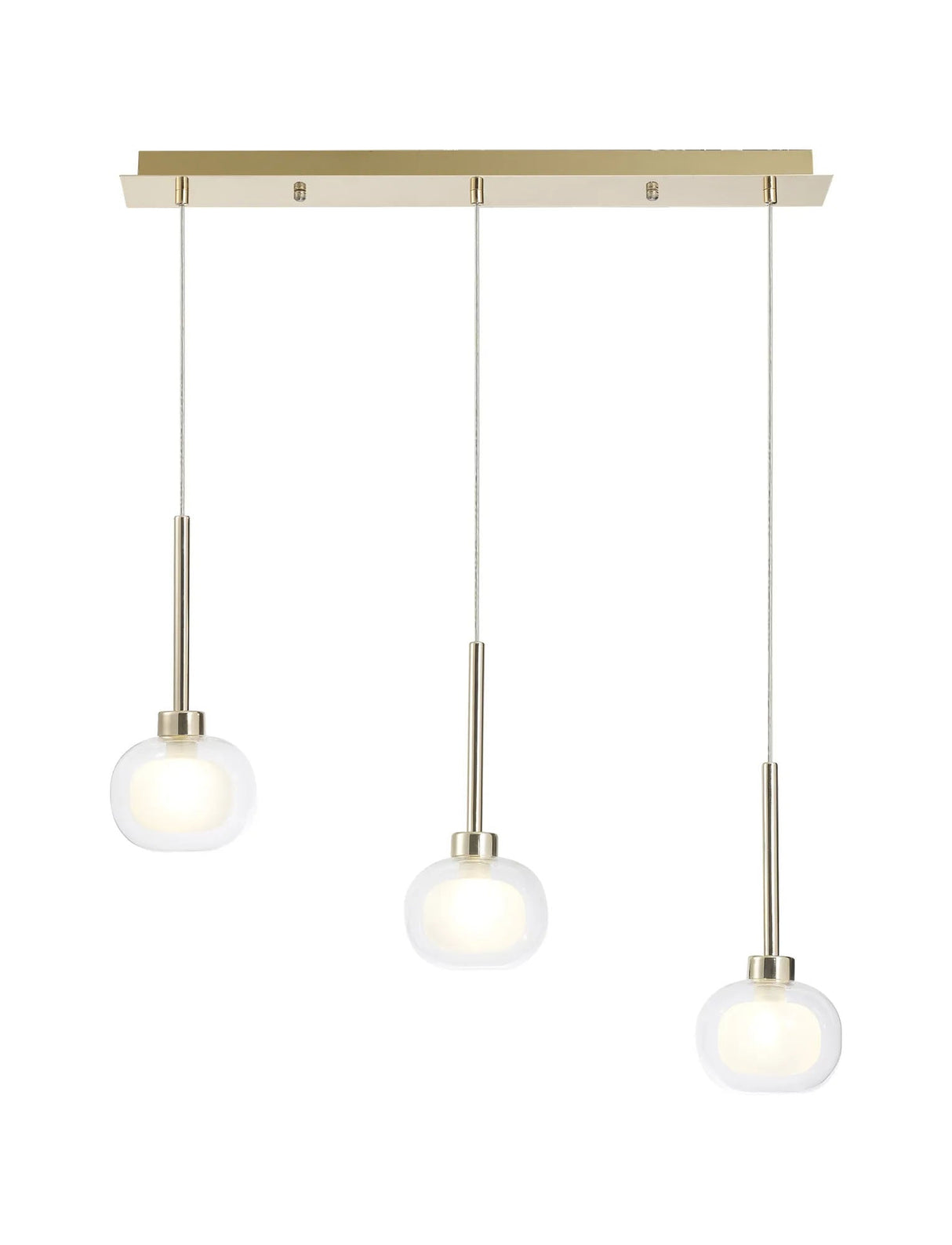 Lathen Linear Pendant 2m, 3 x G9, French Gold/Frosted/Clear Type M Shade
