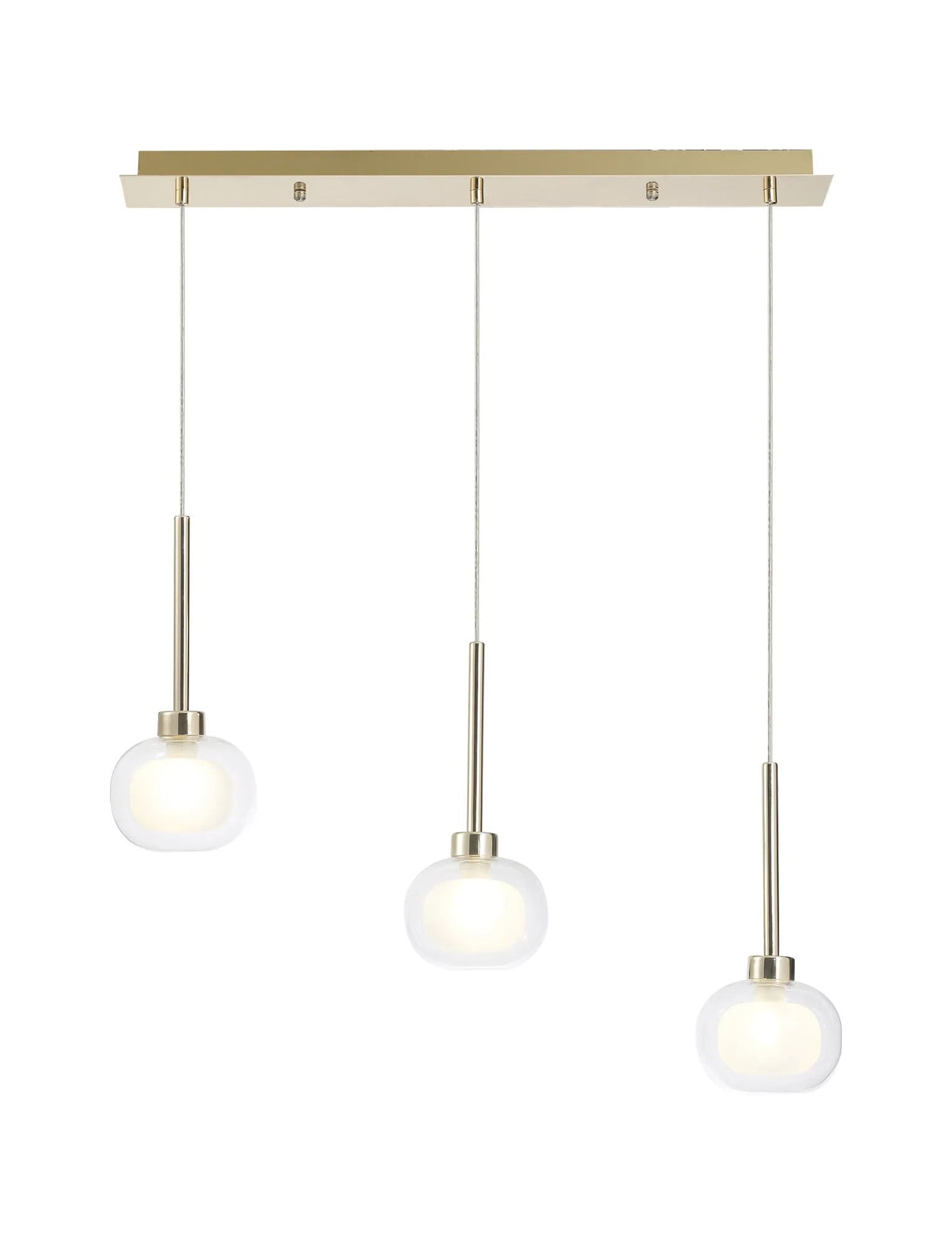 Lathen Linear Pendant 2m, 3 x G9, French Gold/Frosted/Clear Type M Shade
