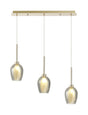 Lathen Linear Pendant 2m, 3 x G9, French Gold/Smoke/Frosted Type D Shade