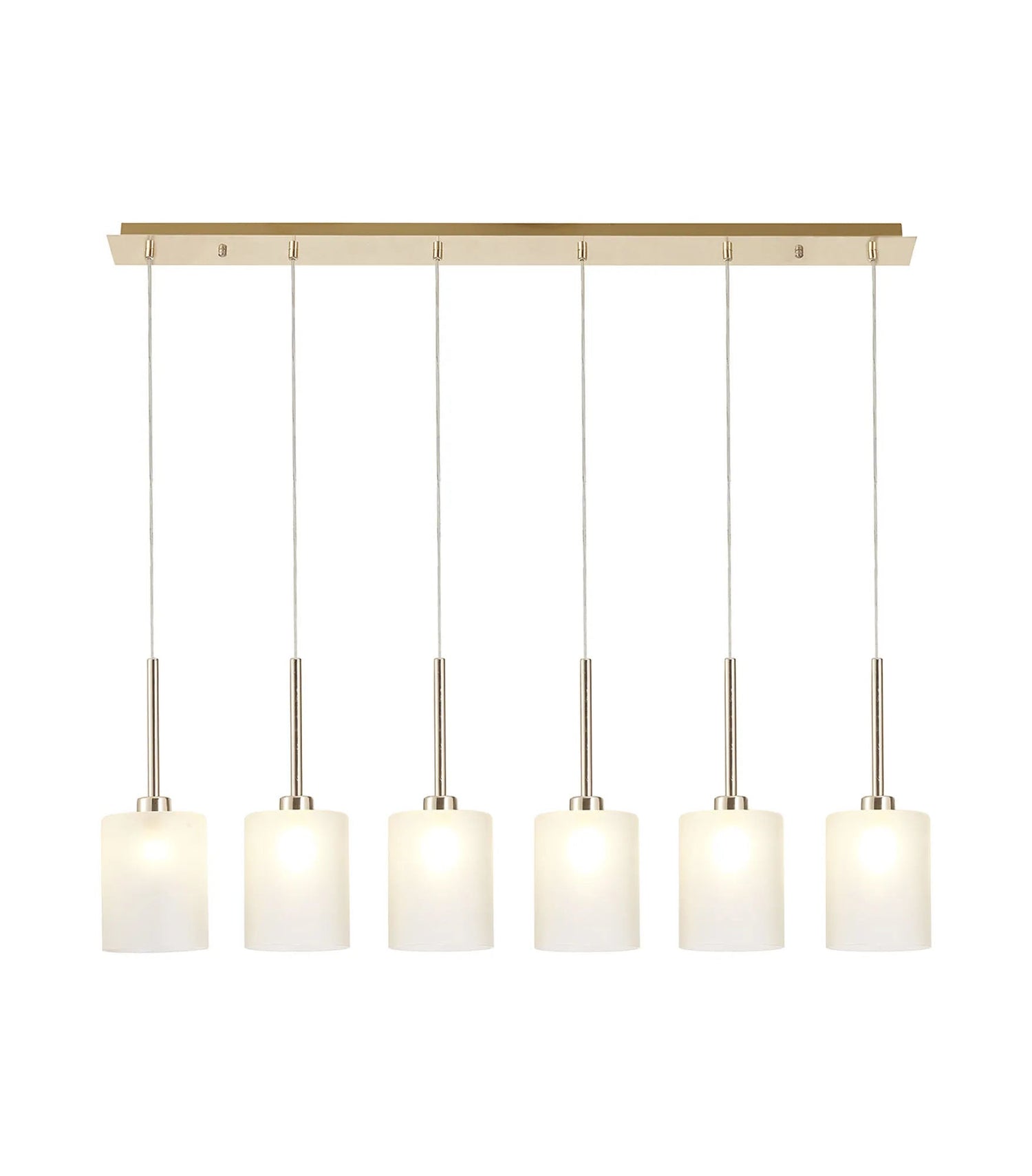 Lathen Linear Pendant 2m, 6 x G9, French Gold/Frosted Type B Shade