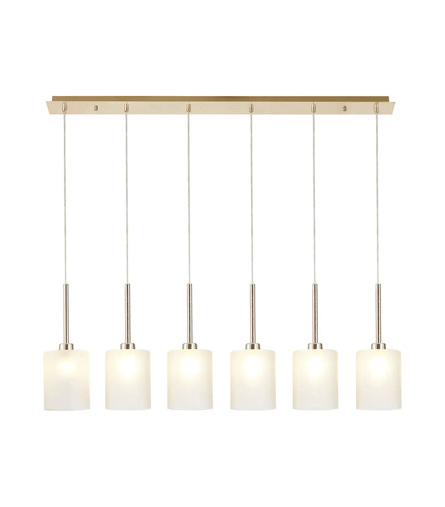 Lathen Linear Pendant 2m, 6 x G9, French Gold/Frosted Type B Shade