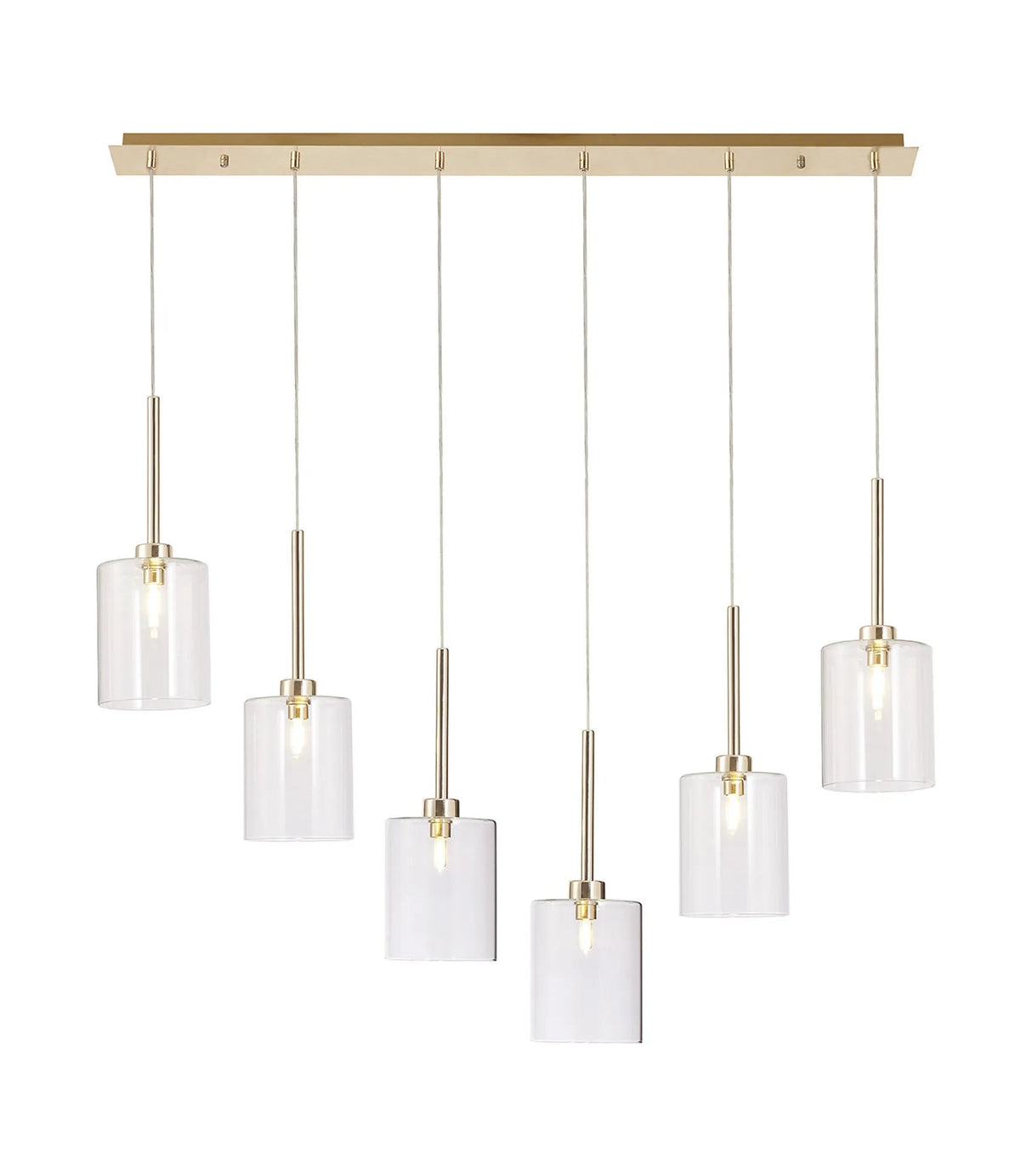 Lathen Linear Pendant 2m, 6 x G9, French Gold/Clear Type B Shade