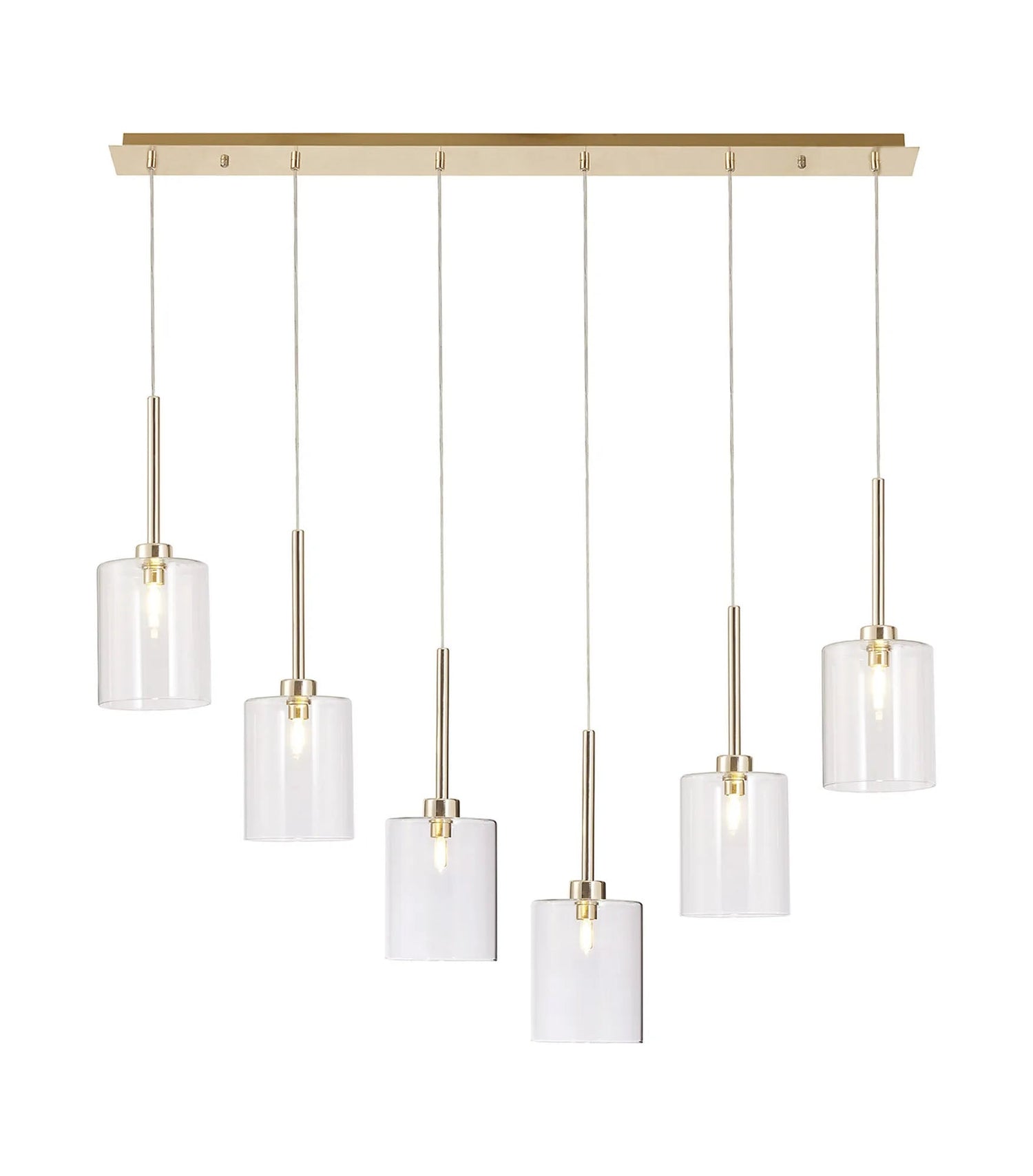 Lathen Linear Pendant 2m, 6 x G9, French Gold/Clear Type B Shade