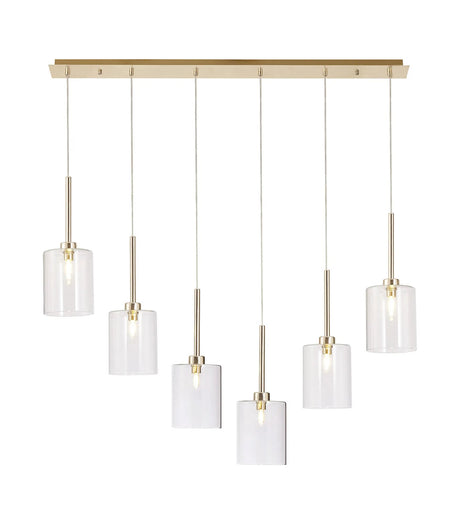 Lathen Linear Pendant 2m, 6 x G9, French Gold/Clear Type B Shade