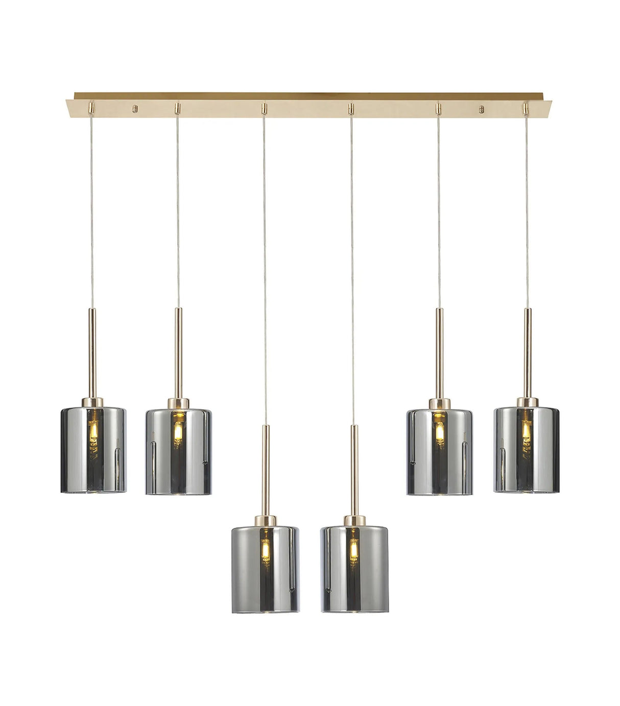Lathen Linear Pendant 2m, 6 x G9, French Gold/Chrome Type B Shade