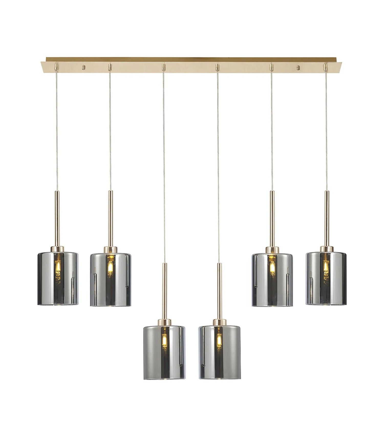 Lathen Linear Pendant 2m, 6 x G9, French Gold/Chrome Type B Shade