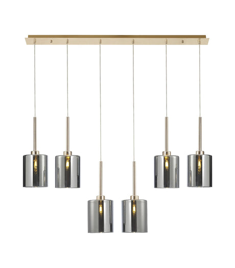 Lathen Linear Pendant 2m, 6 x G9, French Gold/Chrome Type B Shade