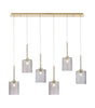 Lathen Linear Pendant 2m, 6 x G9, French Gold/Smoked Type B Shade