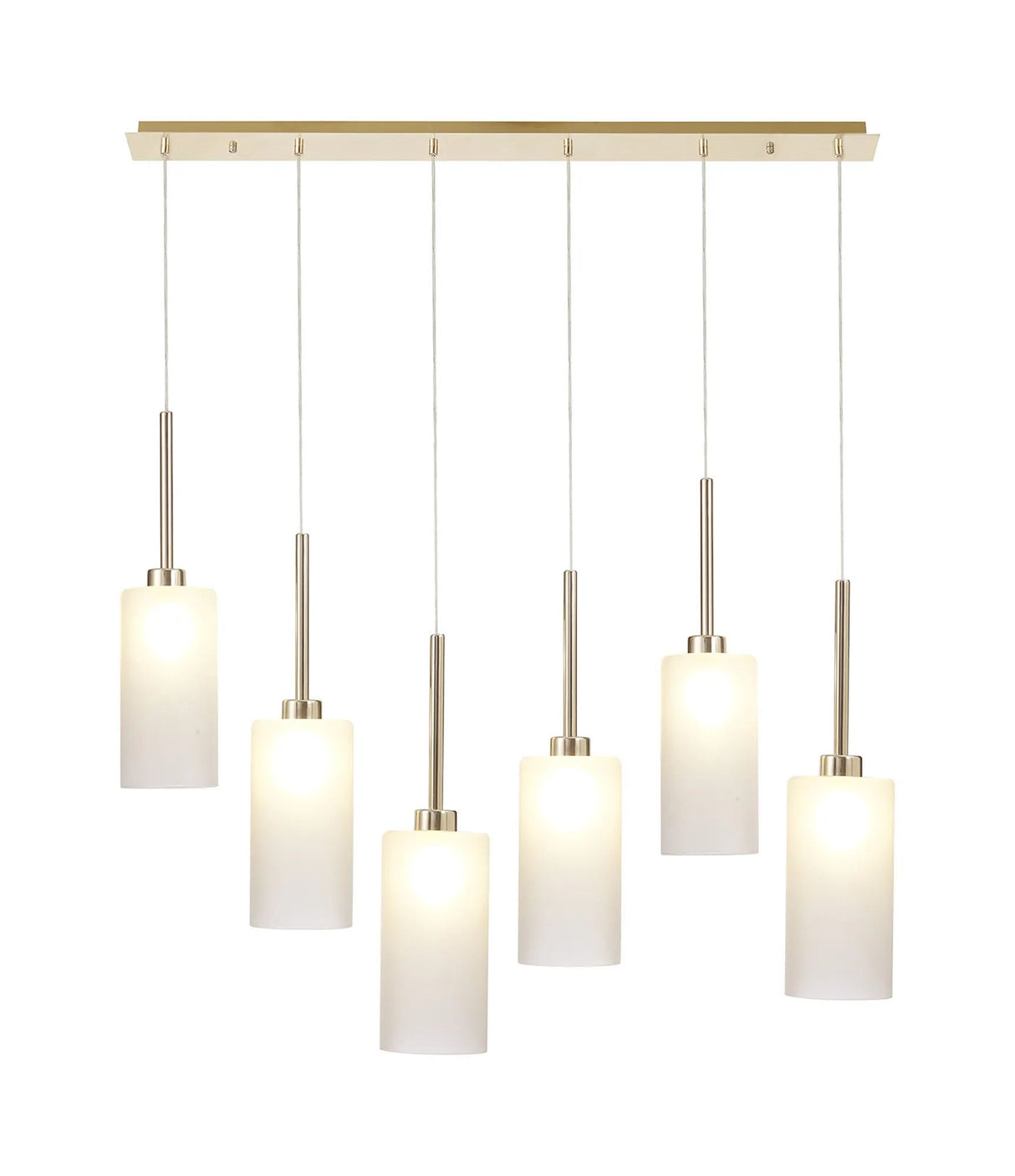 Lathen Linear Pendant 2m, 6 x G9, French Gold/Frosted Type A Shade