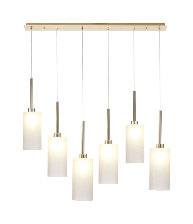 Lathen Linear Pendant 2m, 6 x G9, French Gold/Frosted Type A Shade