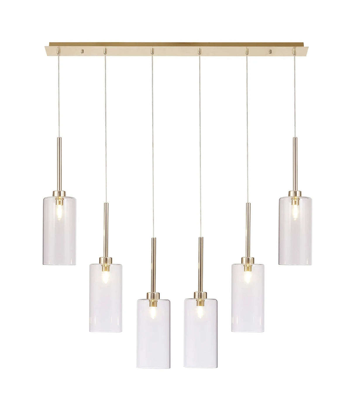 Lathen Linear Pendant 2m, 6 x G9, French Gold/Clear Type A Shade