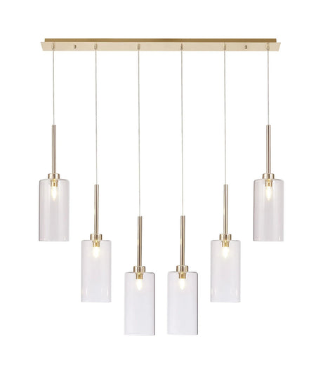 Lathen Linear Pendant 2m, 6 x G9, French Gold/Clear Type A Shade