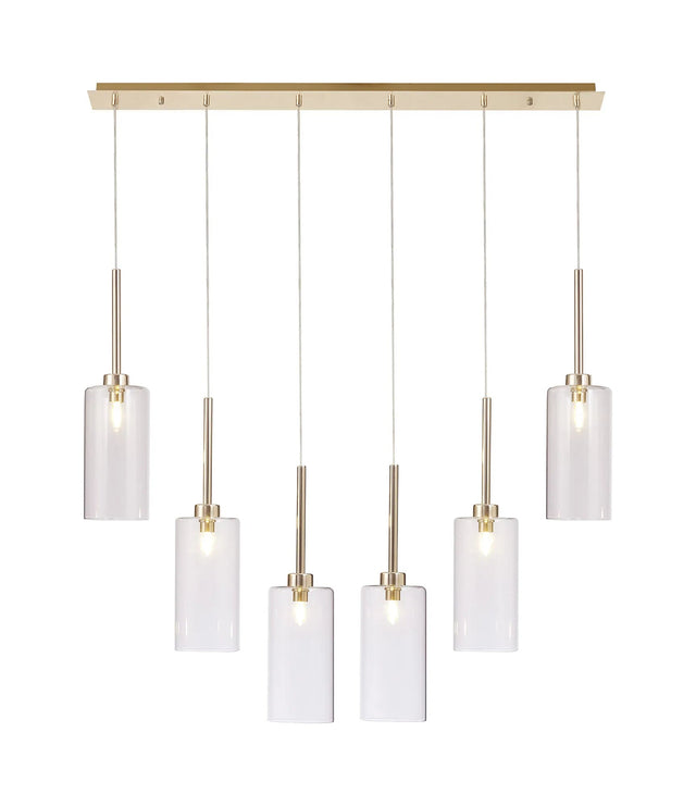 Lathen Linear Pendant 2m, 6 x G9, French Gold/Clear Type A Shade