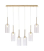 Lathen Linear Pendant 2m, 6 x G9, French Gold/Clear Type A Shade