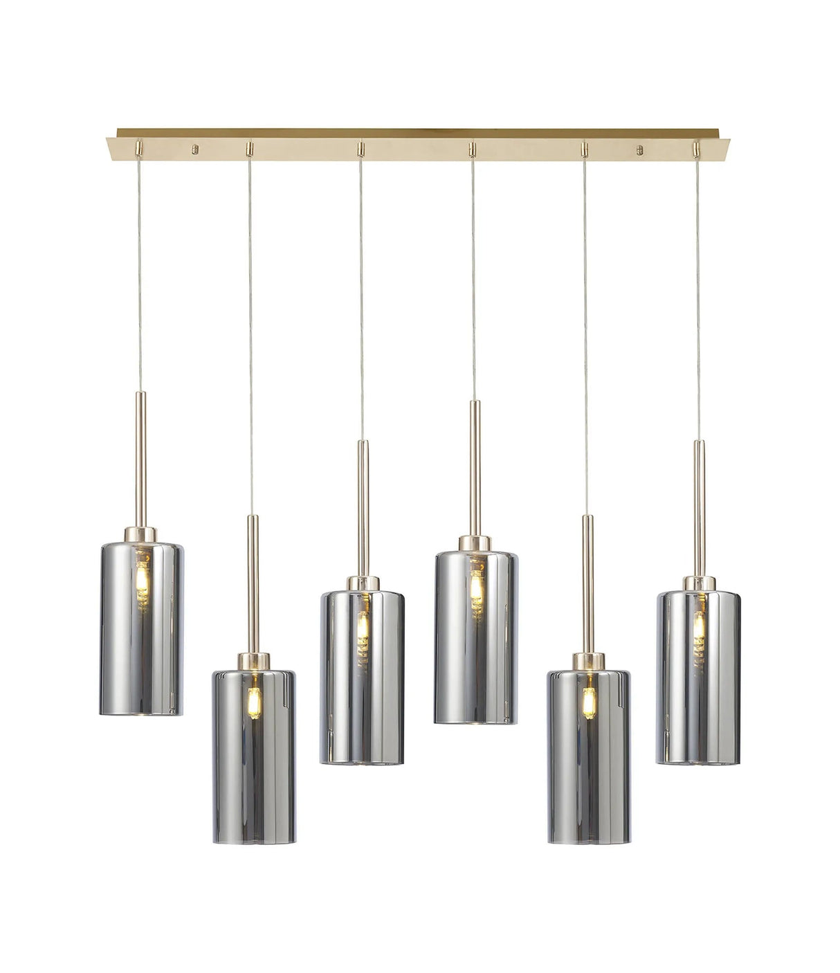 Lathen Linear Pendant 2m, 6 x G9, French Gold/Chrome Type A Shade