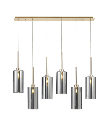 Lathen Linear Pendant 2m, 6 x G9, French Gold/Chrome Type A Shade