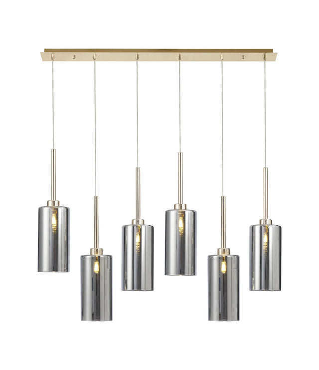 Lathen Linear Pendant 2m, 6 x G9, French Gold/Chrome Type A Shade