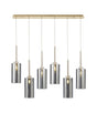 Lathen Linear Pendant 2m, 6 x G9, French Gold/Chrome Type A Shade