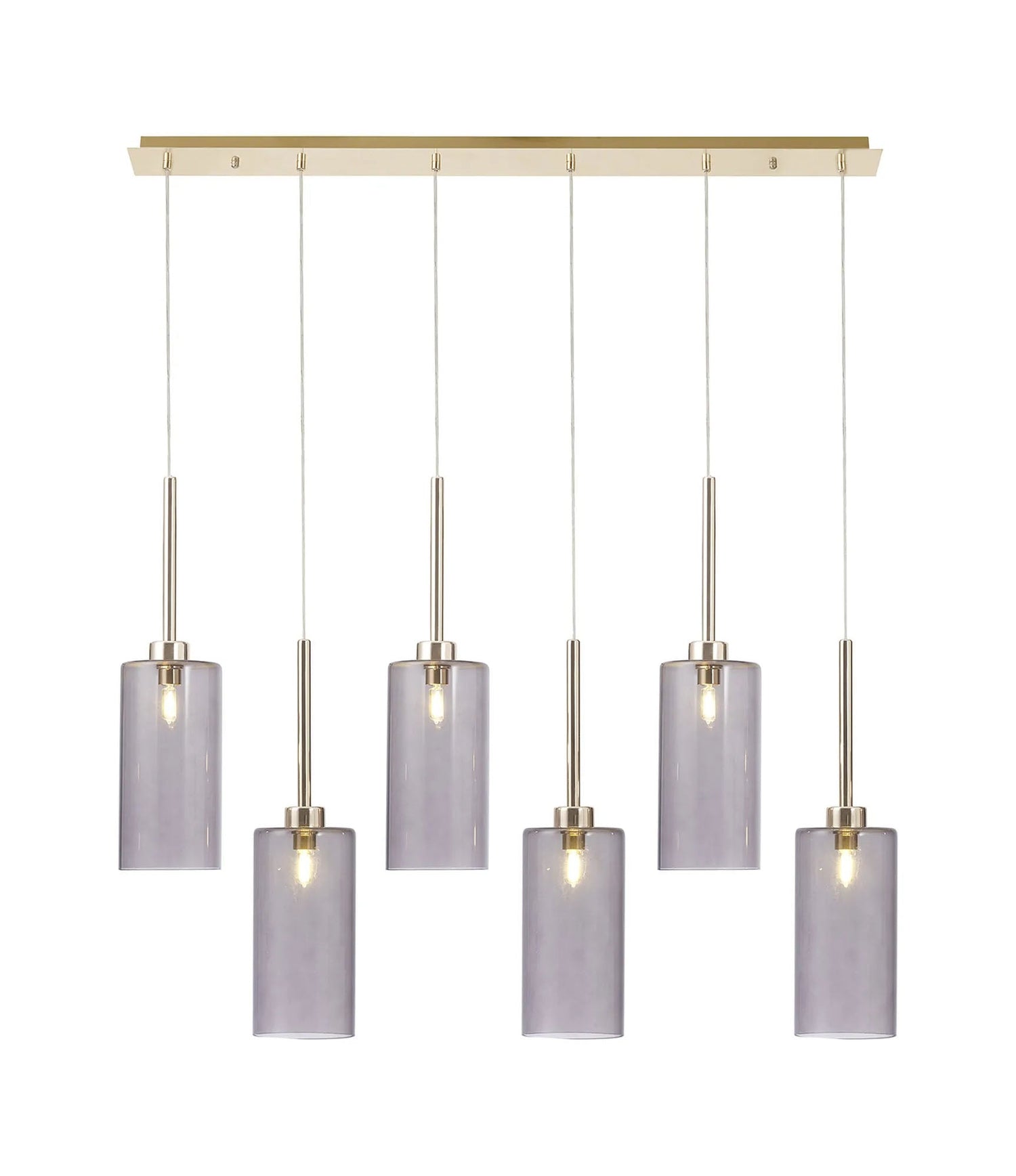 Lathen Linear Pendant 2m, 6 x G9, French Gold/Smoked Type A Shade