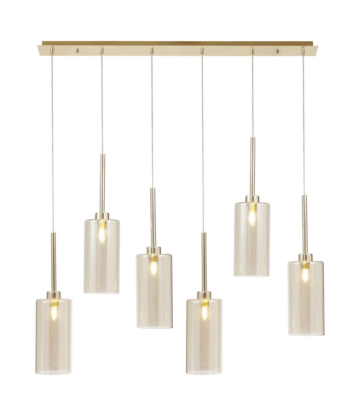 Lathen Linear Pendant 2m, 6 x G9, French Gold/Cognac Type A Shade