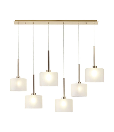 Lathen Linear Pendant 2m, 6 x G9, French Gold/Frosted Type C Shade