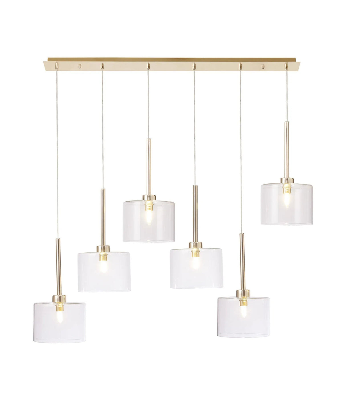 Lathen Linear Pendant 2m, 6 x G9, French Gold/Clear Type C Shade
