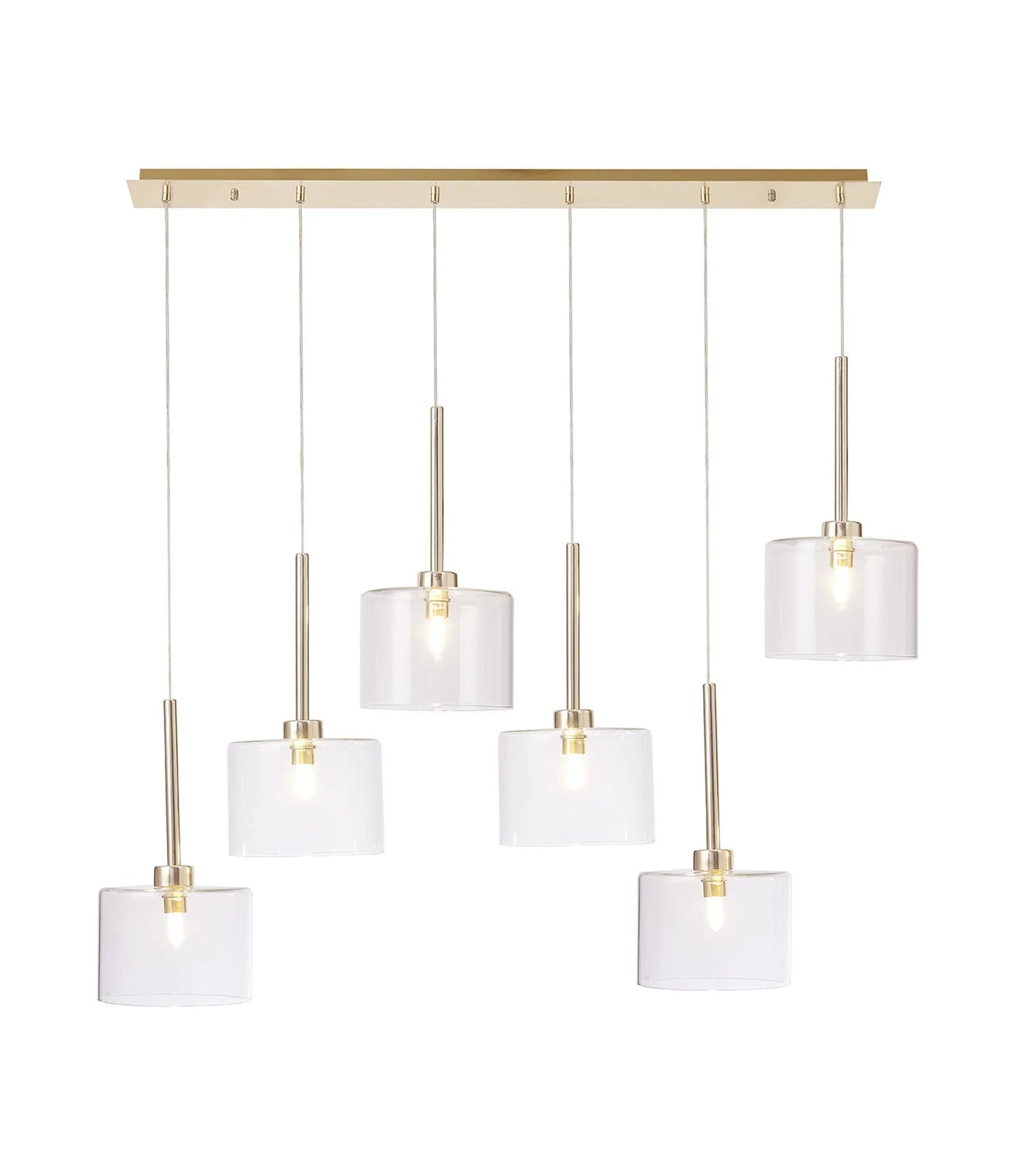 Lathen Linear Pendant 2m, 6 x G9, French Gold/Clear Type C Shade