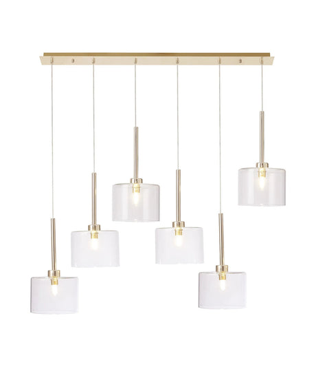 Lathen Linear Pendant 2m, 6 x G9, French Gold/Clear Type C Shade
