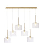 Lathen Linear Pendant 2m, 6 x G9, French Gold/Clear Type C Shade