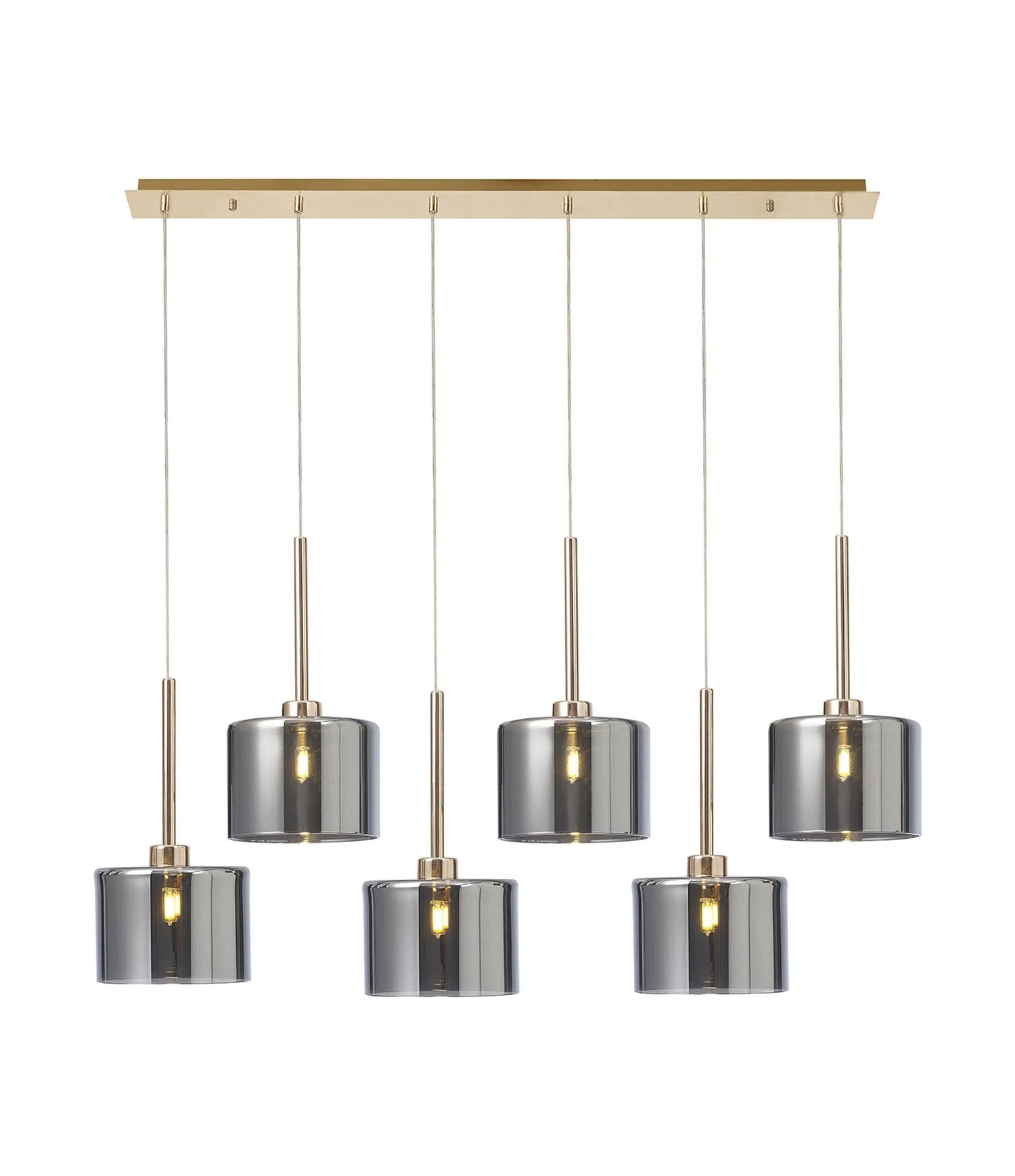Lathen Linear Pendant 2m, 6 x G9, French Gold/Chrome Type C Shade