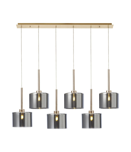 Lathen Linear Pendant 2m, 6 x G9, French Gold/Chrome Type C Shade