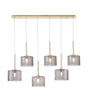 Lathen Linear Pendant 2m, 6 x G9, French Gold/Smoked Type C Shade