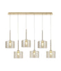 Lathen Linear Pendant 2m, 6 x G9, French Gold/Cognac Type C Shade