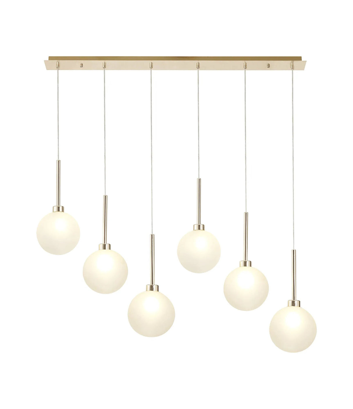 Lathen Linear Pendant 2m, 6 x G9, French Gold/Frosted Type G Shade