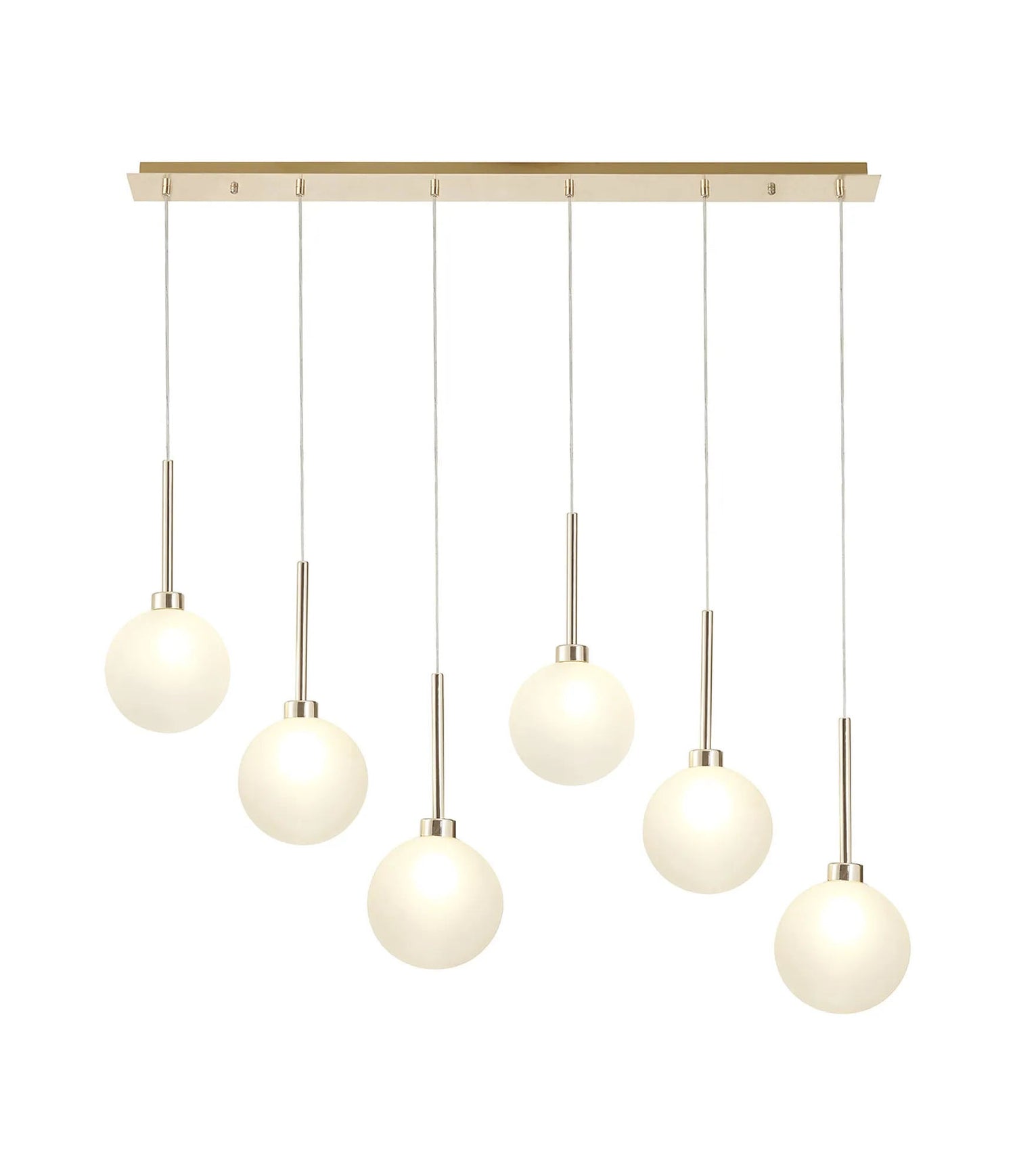 Lathen Linear Pendant 2m, 6 x G9, French Gold/Frosted Type G Shade
