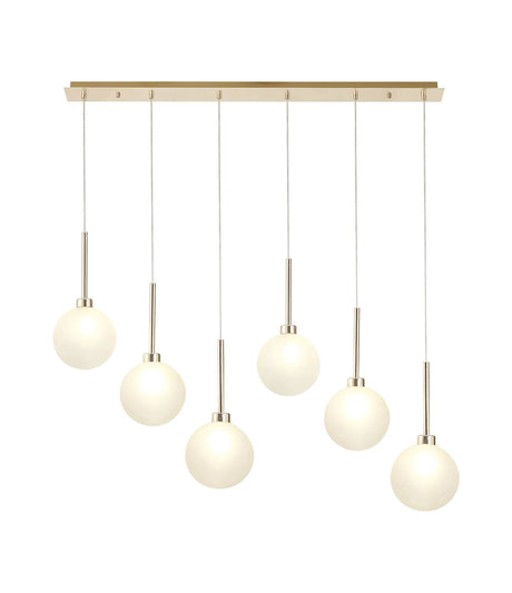 Lathen Linear Pendant 2m, 6 x G9, French Gold/Frosted Type G Shade