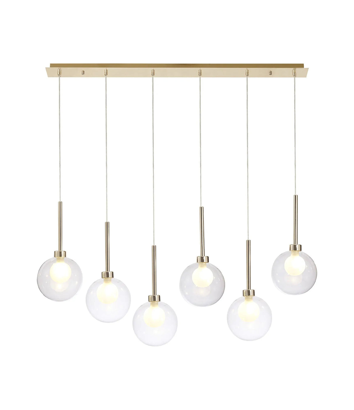 Lathen Linear Pendant 2m, 6 x G9, French Gold/Clear/Frosted Type G Shade