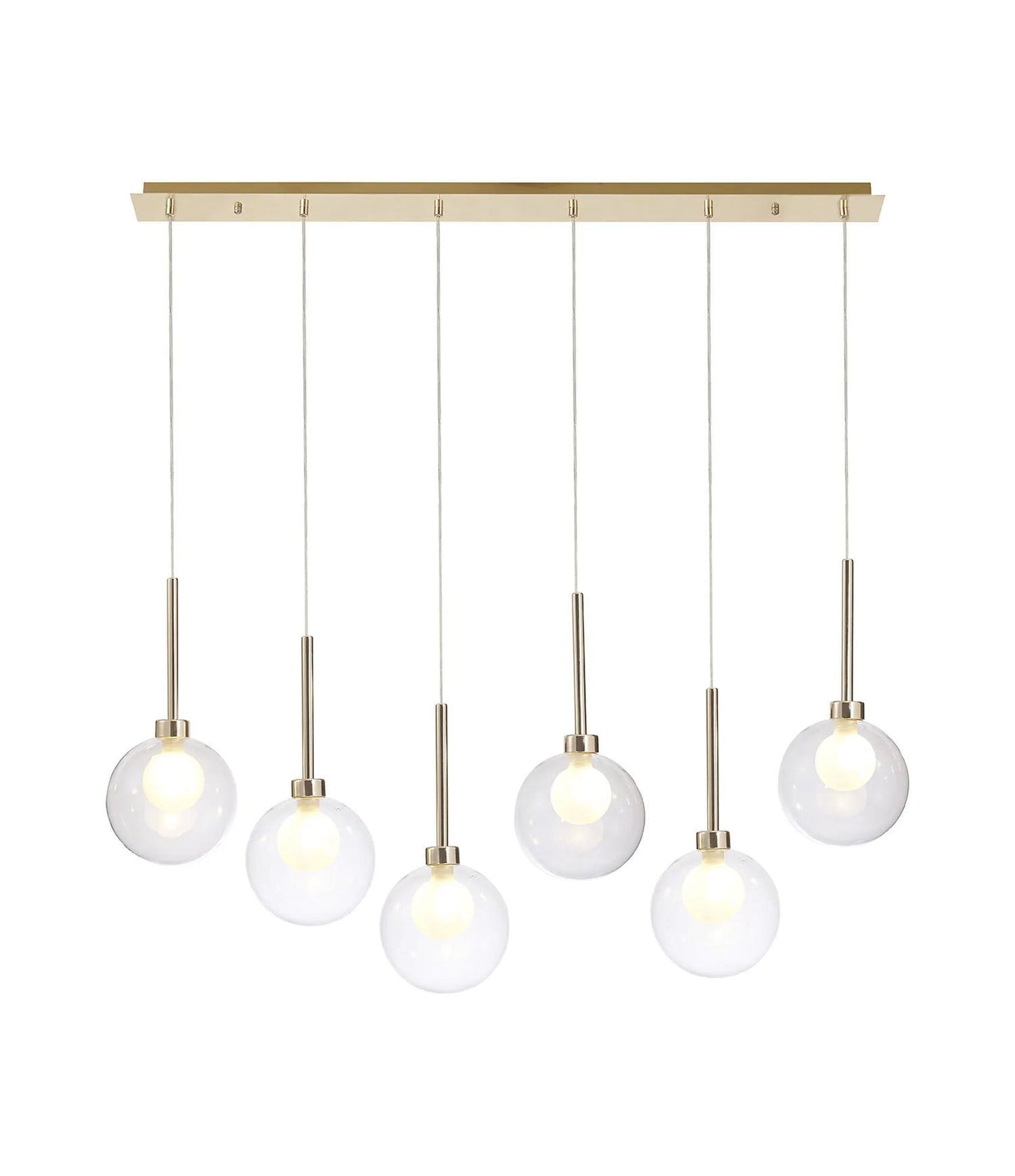 Lathen Linear Pendant 2m, 6 x G9, French Gold/Clear/Frosted Type G Shade