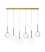 Lathen Linear Pendant 2m, 6 x G9, French Gold/Clear/Frosted Type G Shade