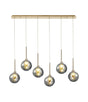 Lathen Linear Pendant 2m, 6 x G9, French Gold/Chrome/Frosted Type G Shade