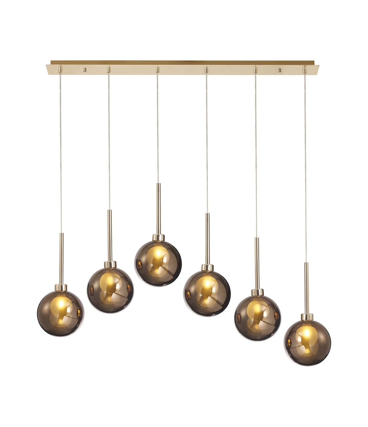 Lathen Linear Pendant 2m, 6 x G9, French Gold/Copper/Frosted Type G Shade
