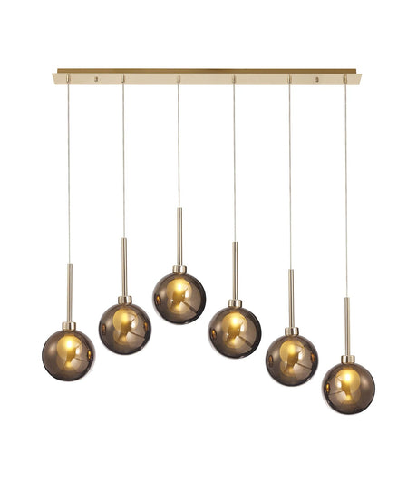 Lathen Linear Pendant 2m, 6 x G9, French Gold/Copper/Frosted Type G Shade
