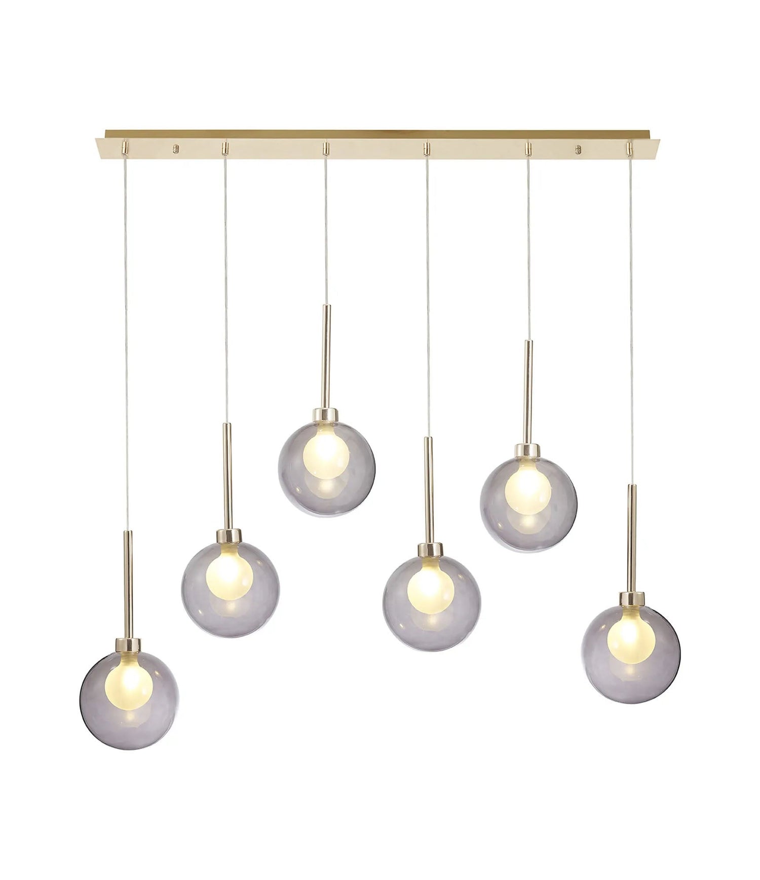 Lathen Linear Pendant 2m, 6 x G9, French Gold/Smoked/Frosted Type G Shade