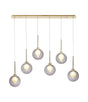 Lathen Linear Pendant 2m, 6 x G9, French Gold/Smoked/Frosted Type G Shade