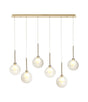 Lathen Linear Pendant 2m, 6 x G9, French Gold/Cognac/Frosted Type G Shade